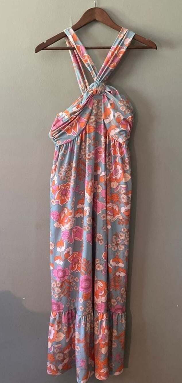 GRACE KARIN Floral Halter Neck Sleeveless Maxi Dress